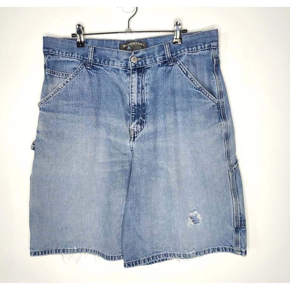 Vintage Levis Silvertab Shorts Mens 33 Baggy Carpenter Distressed 90s Y2K